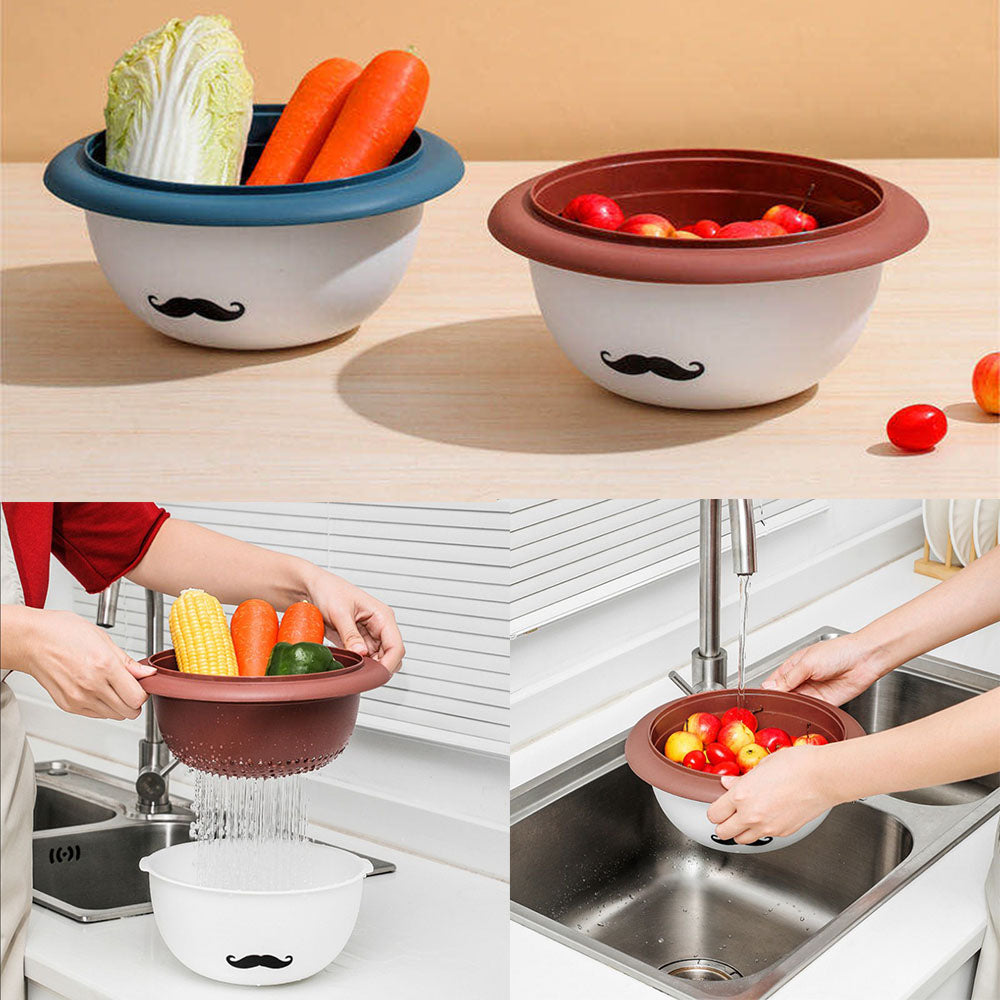 Kitchen vegetable washing pots 2 In 1